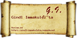 Gindl Immakuláta névjegykártya